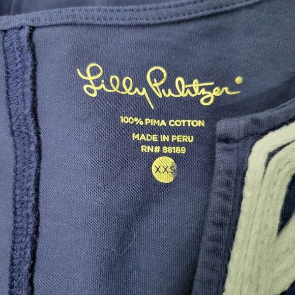 Lilly Pulitzer Brewster Navy Pima Cotton Tunic/Mini Dress Size XXS - Picture 2 of 5